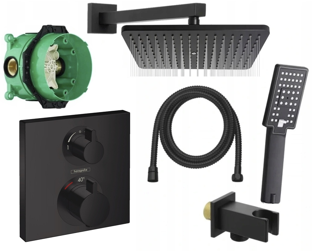 

Hansgrohe zestaw podtynkowy czarny mat Termostat