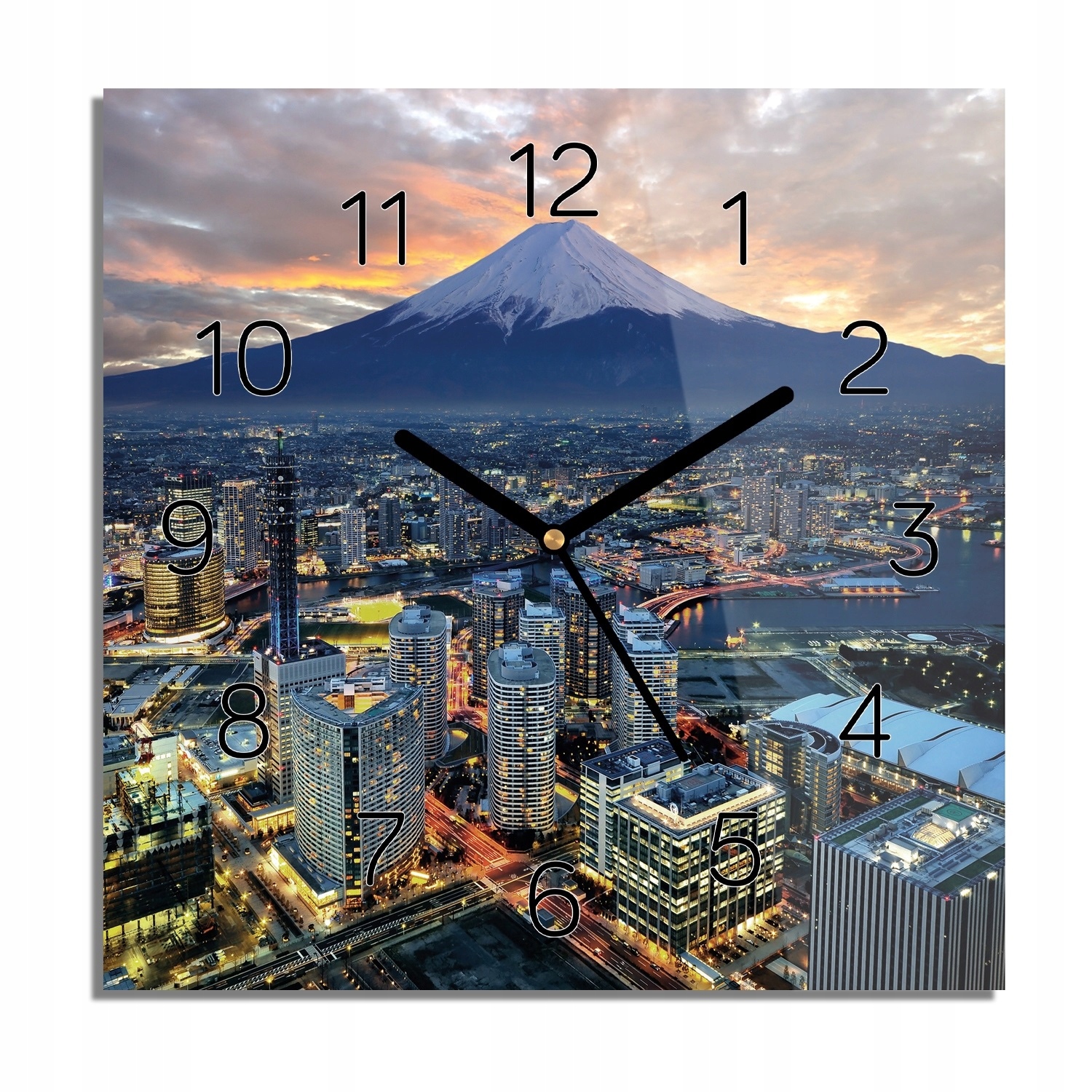 

Góra Fuji Jokohama zegar szklany kwadrat 30x30