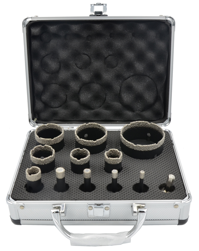 ZESTAW OTWORNICA WIERTŁO DIAMENTOWE DO GRESU PŁYTEK KORONKI 6-68mm 12el Marka Falon-Tech