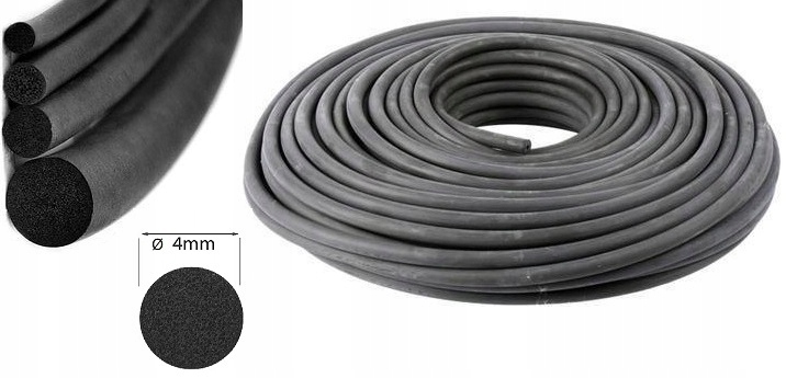 SZNUR GUMA MIKROGUMA USZCZELKA EPDM PIANKA 4mm 5M