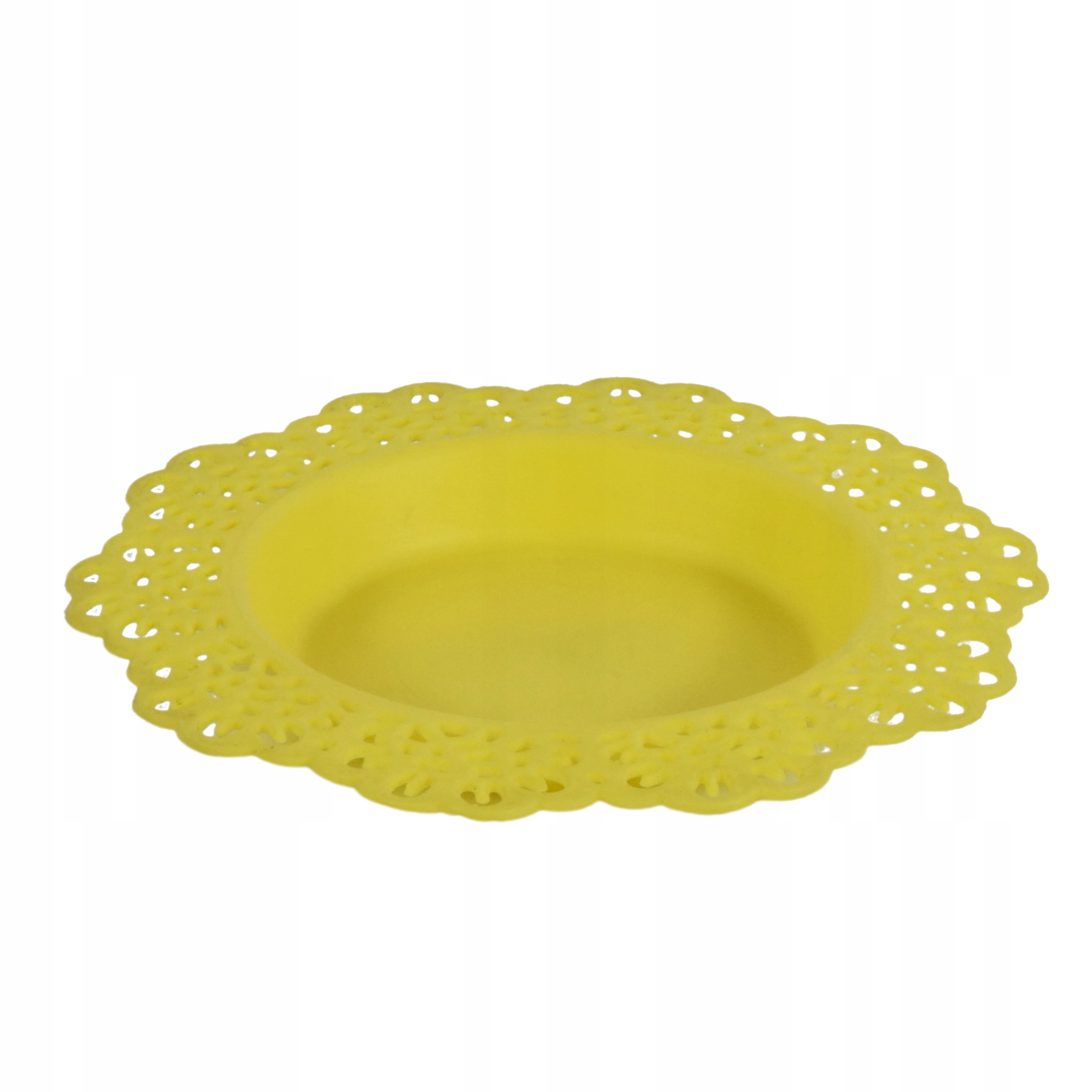 

Podstawka pod doniczkę 14 cm okrągła żółta ażurowa