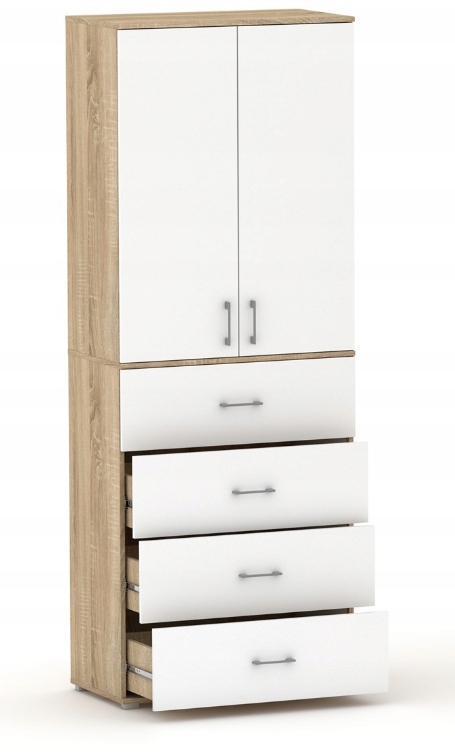 Skriňa Roo Business Home 60 x 215 x 40 cm biela, dub sonoma