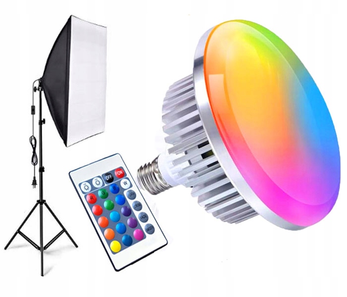 LAMPA STUDYJNA LED 400W RGB + SOFTBOX 50X70cm + STATYW 502