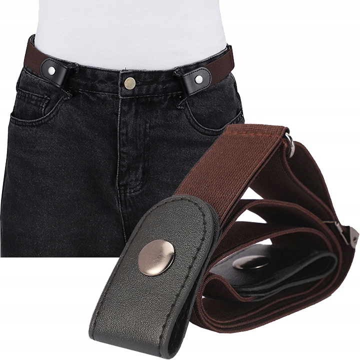 

Pasek Bez Klamry Do Spodni Guma Regulowany Brązowy