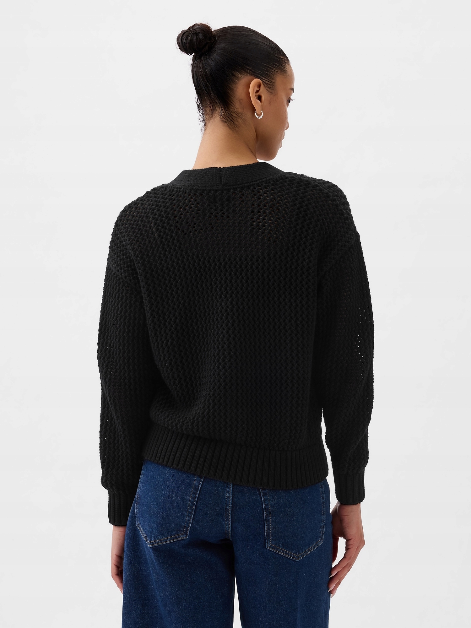 Gap Háčkovaný kardigan černá