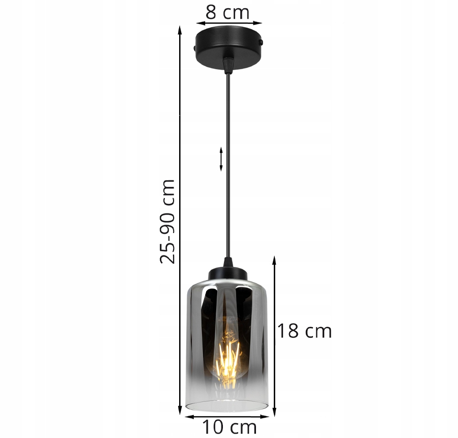 LAMPA WISZĄCA NOWOCZESNA ELEGANCKA SZKLANA KLOSZ Długość/wysokość 90 cm