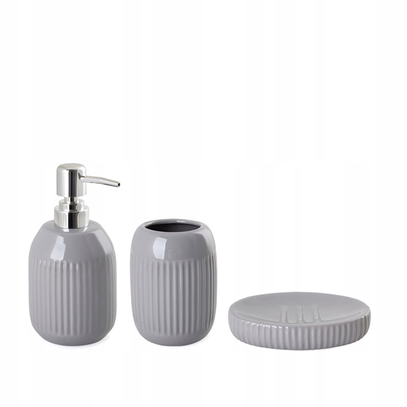 Sada do koupelny z kameninové keramiky Šedá