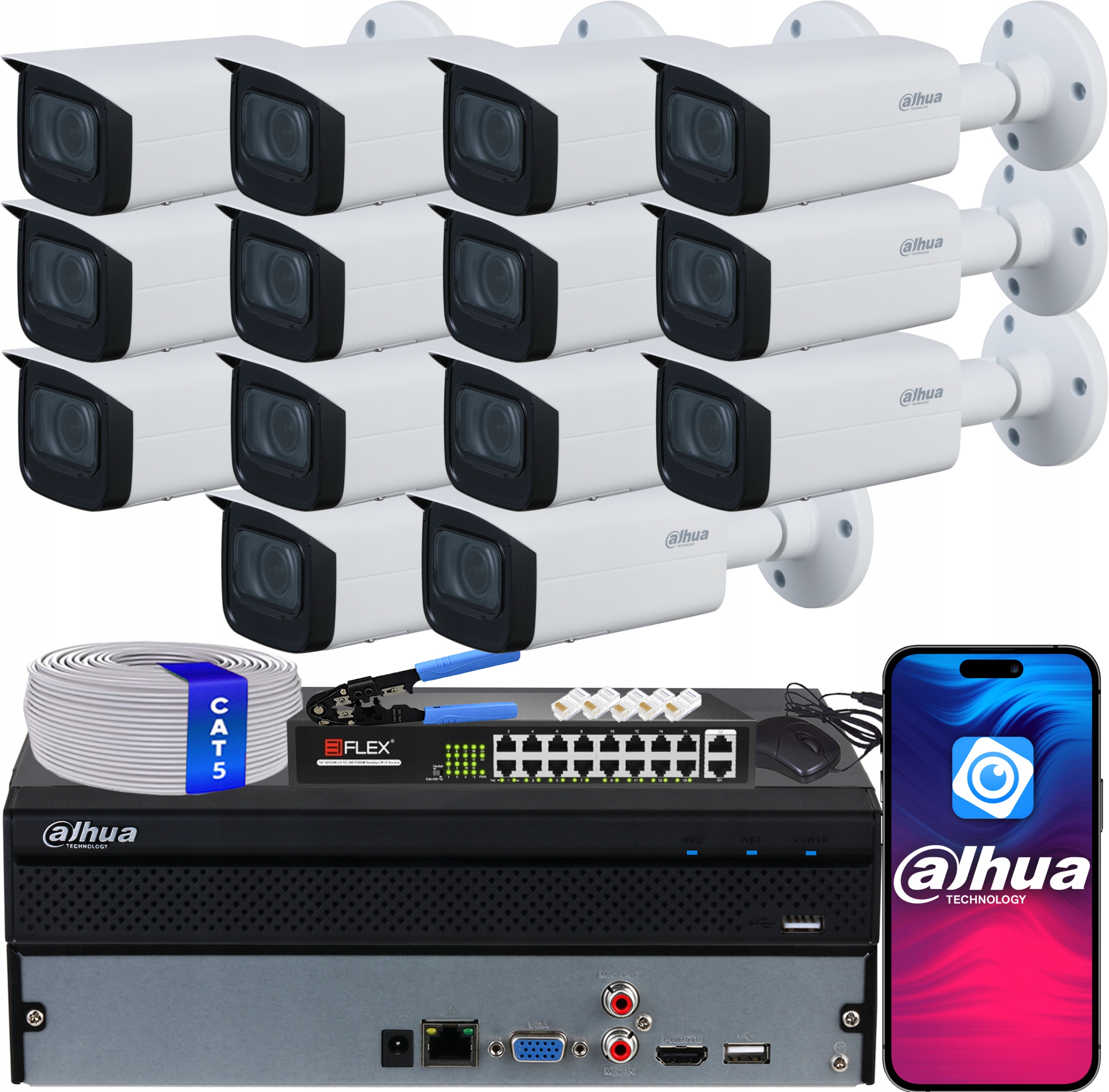 Sada pro monitorování 14x Ip kamera Dahua IPC-HFW1431T-ZS-2812-S4 4Mpx