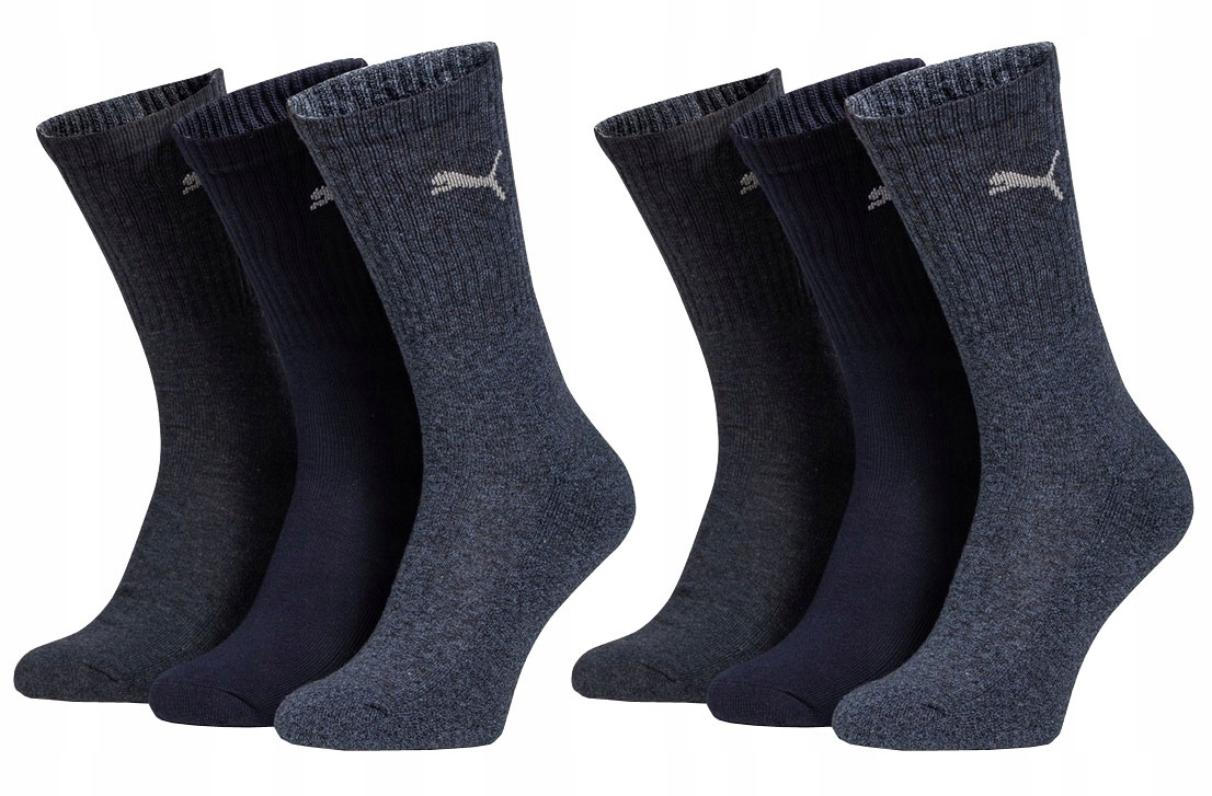 6 Párů Puma Ponožky Klasické Dlouhé Tmavě Modré 39-42