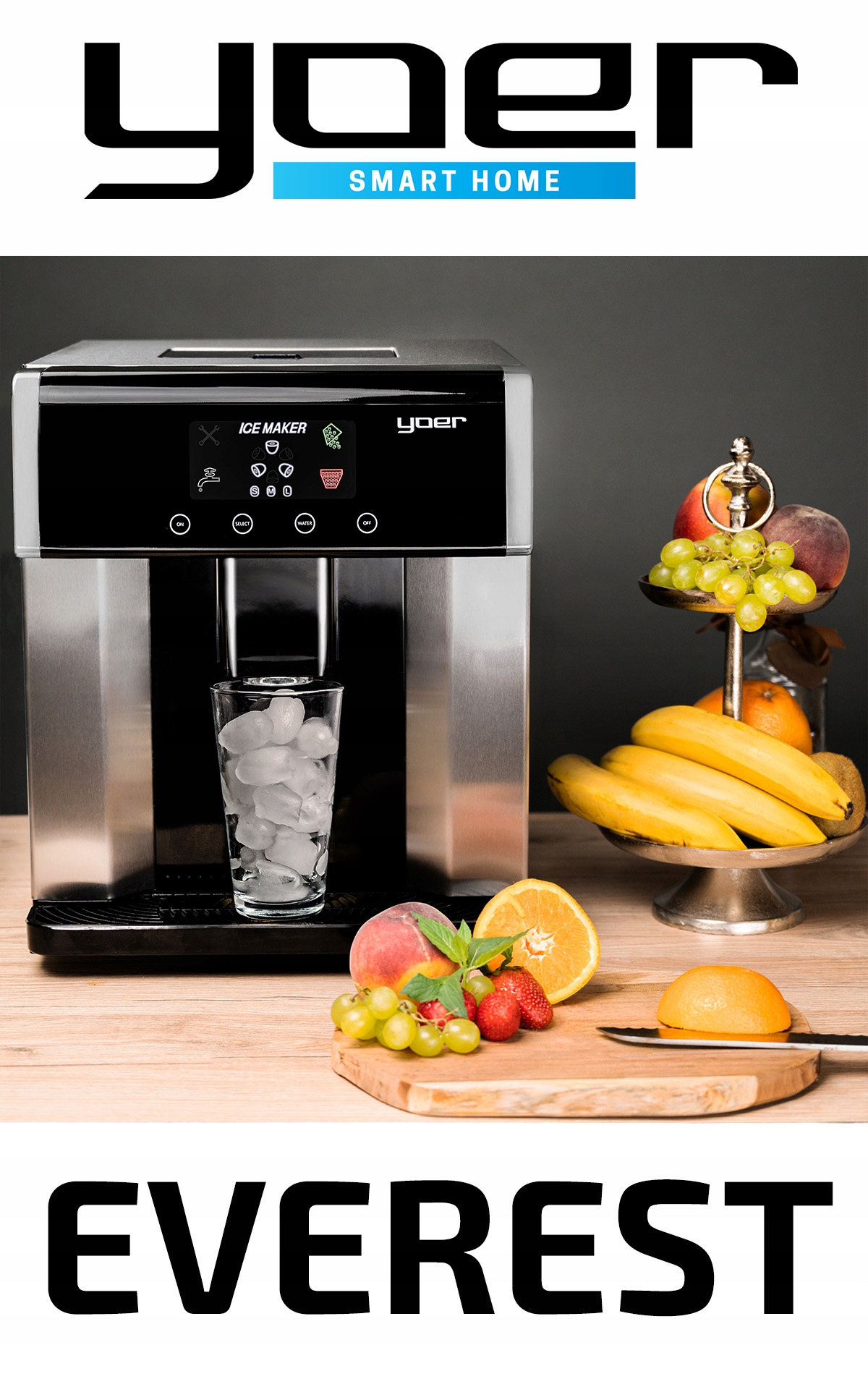 2w1 Kostkarka do lodu Dystrybutor wody Yoer 15kg/24h 150W +Kostki S/M/L Kod producenta IMW02S