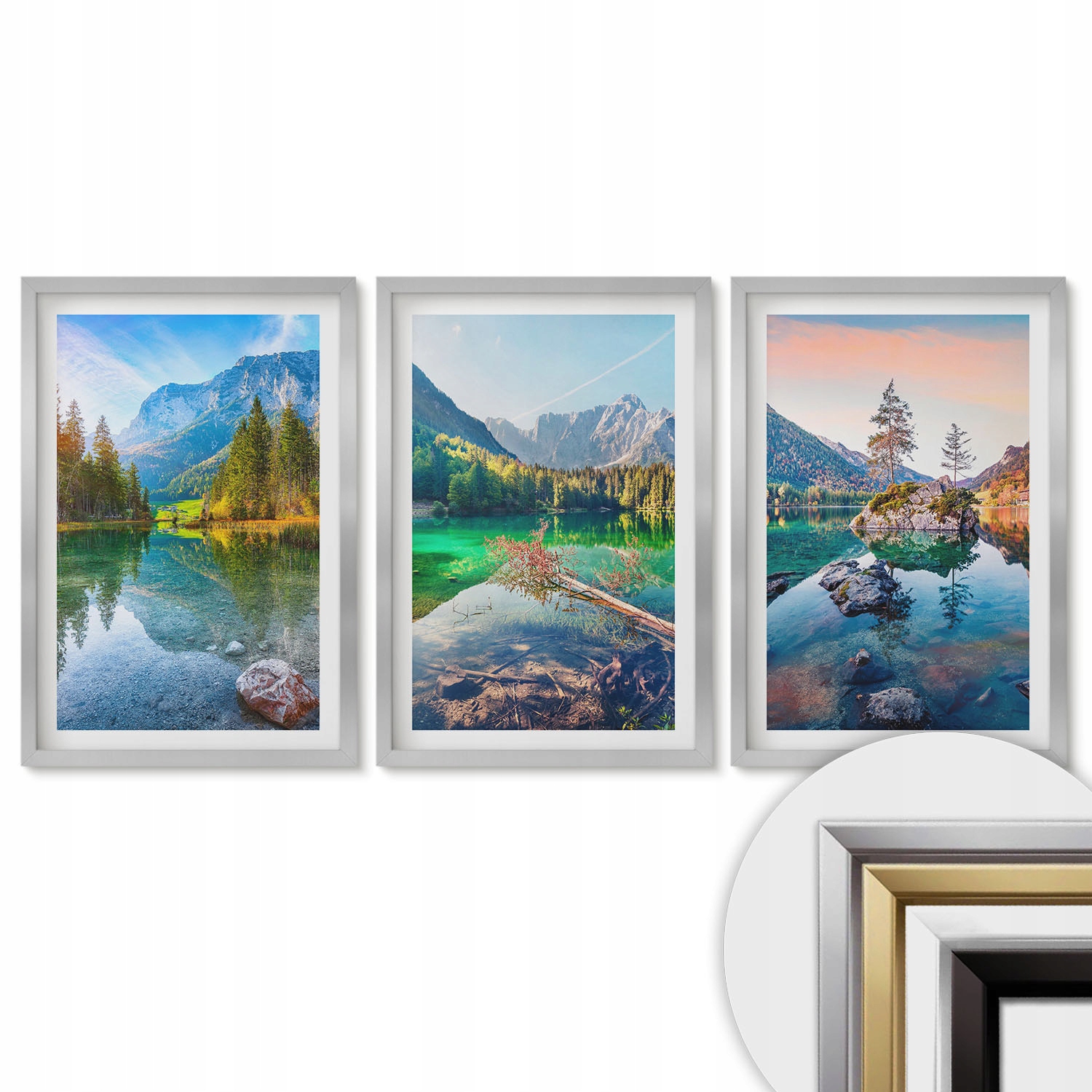 Sada obrazů pro kancelář nebo chodbu 40x60 Horská jezera příroda krajina