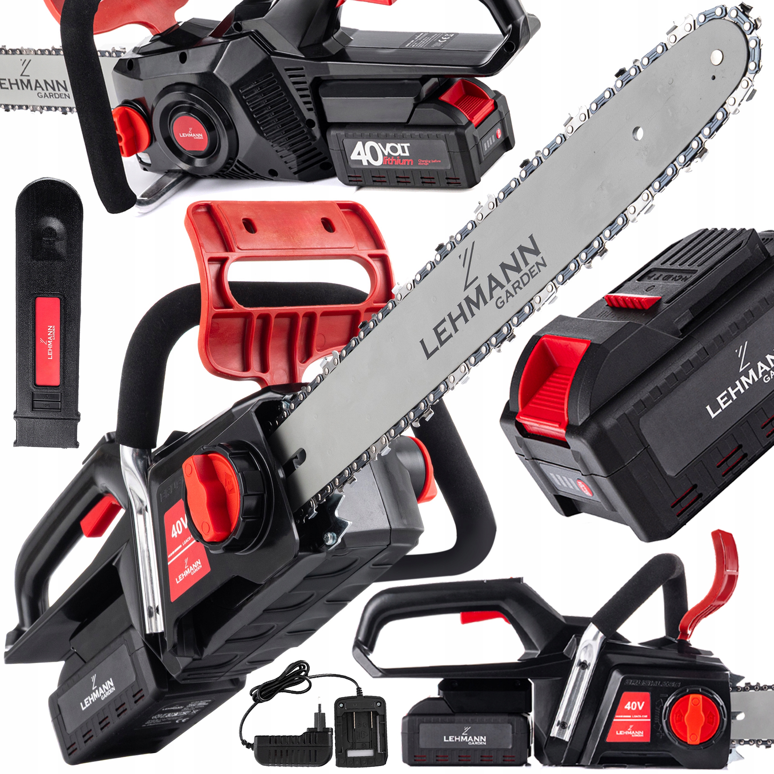 Piła Łańcuchowa Pilarka Akumulatorowa Gałęziówka Drewna Mocna Aku 40V 41cm