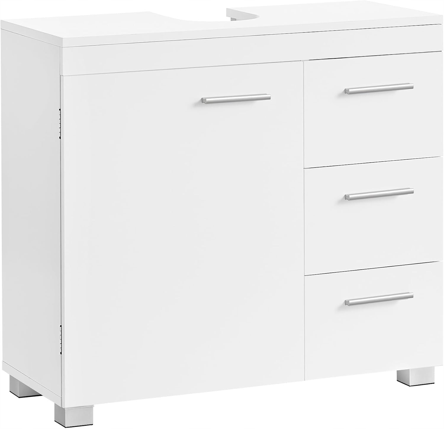 Koupelnová Stojací Skříňka S Prostorem Pro Umyvadlo, 3 Zásuvky 30X70X64 CM, Bílá