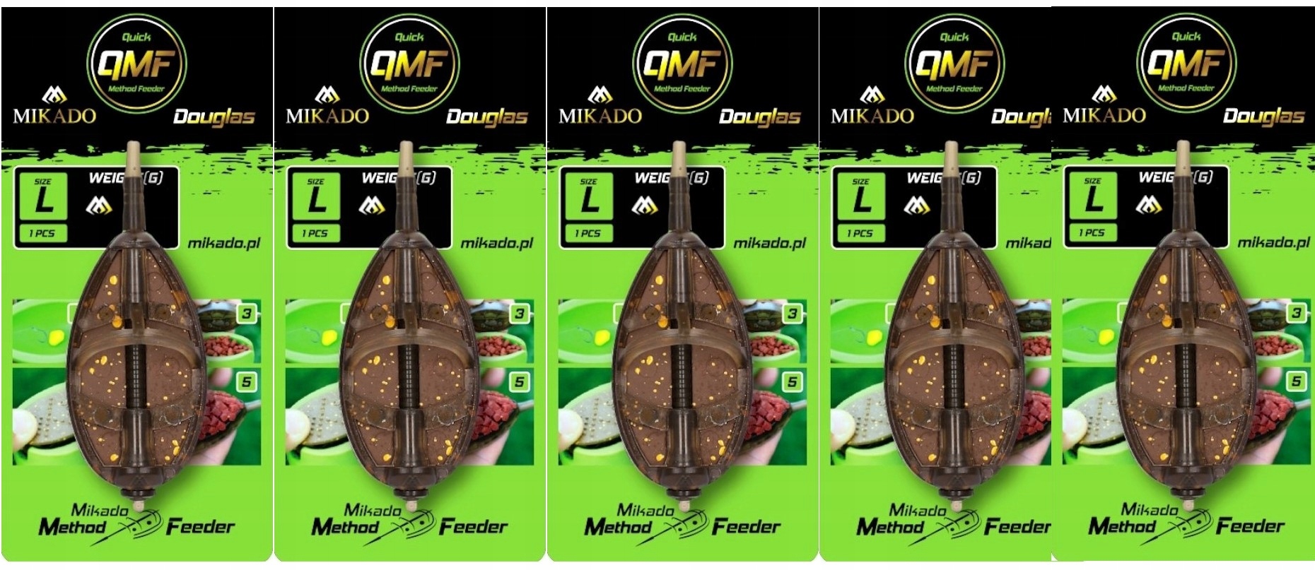 5x Koszyki do metody feeder 30 gram, koszyczki zanętowe Mikado rozmiar L