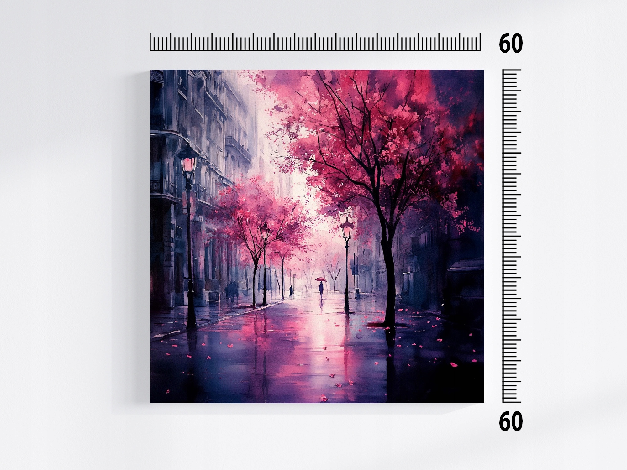 Obraz Na Plátně Canvas Pohled Na Město Ulice Podzim Stromy Déšť 60x60