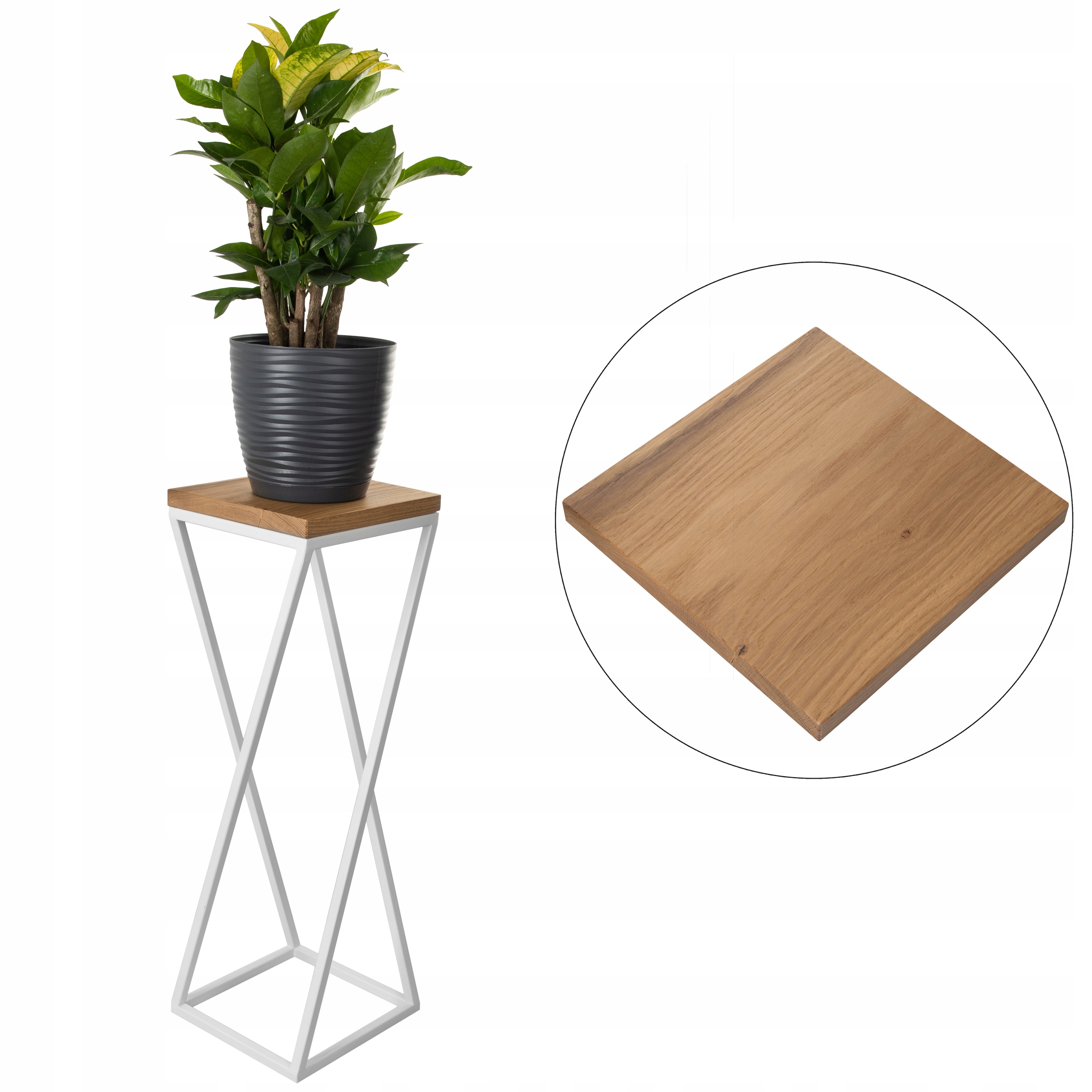 

+Gratis. Kwietnik Loft stojak 50cm metal deska dąb