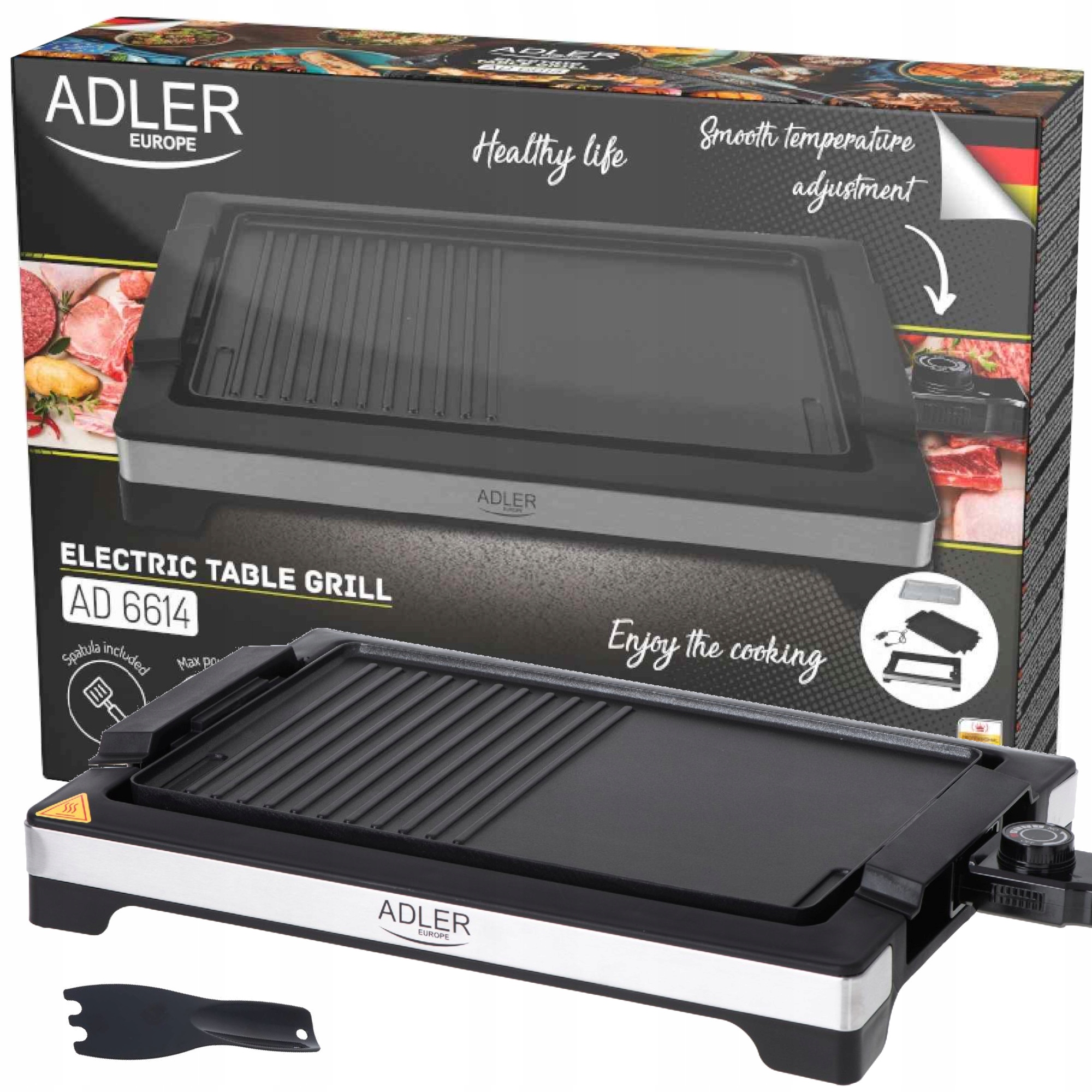 GRILL ELEKTRYCZNY DO MIĘSA WARZYW ADLER AD 6614