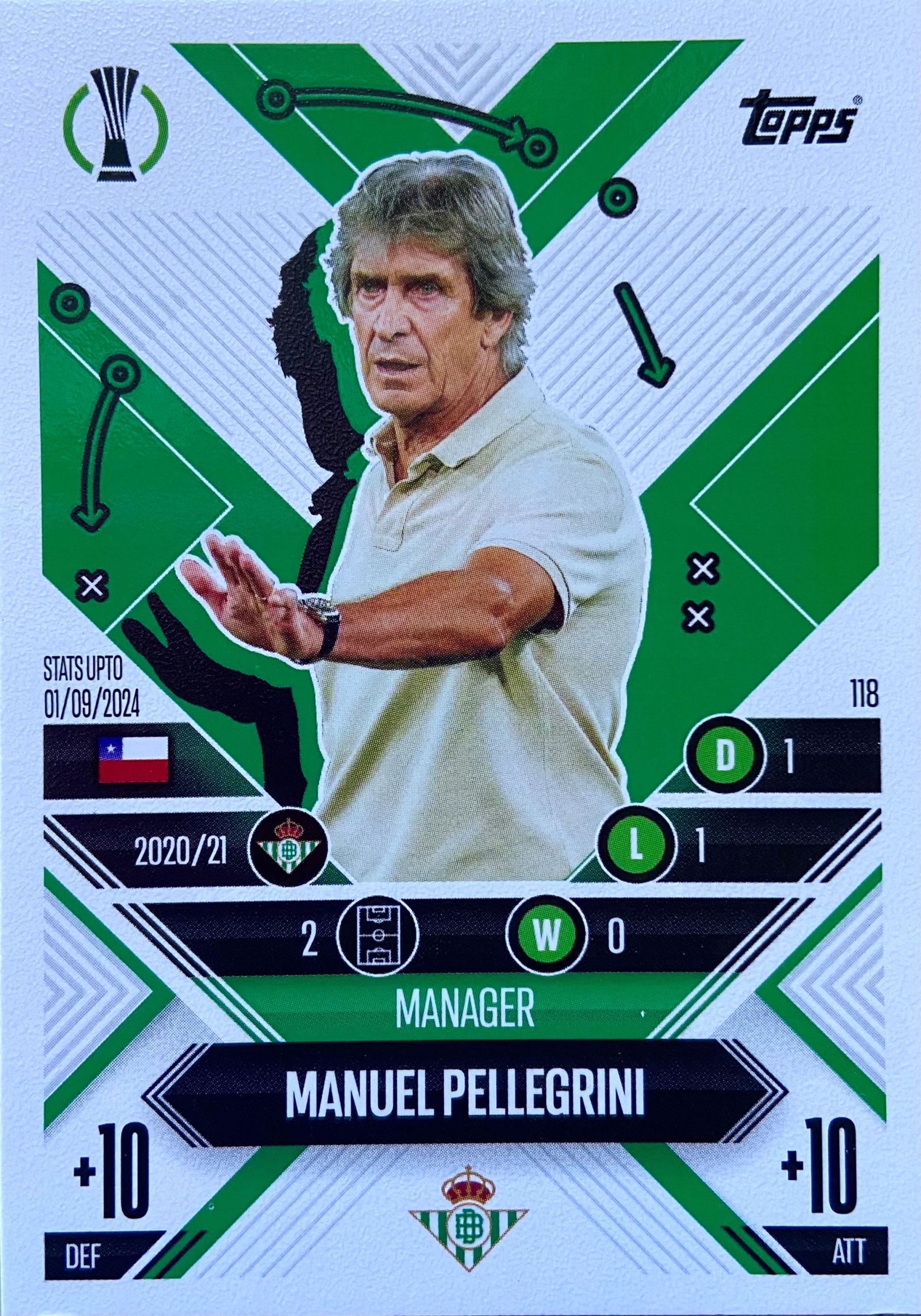 Match Attax Extra 2024/25 2025 Manager 118 Manuel Pellegrini Real Betis