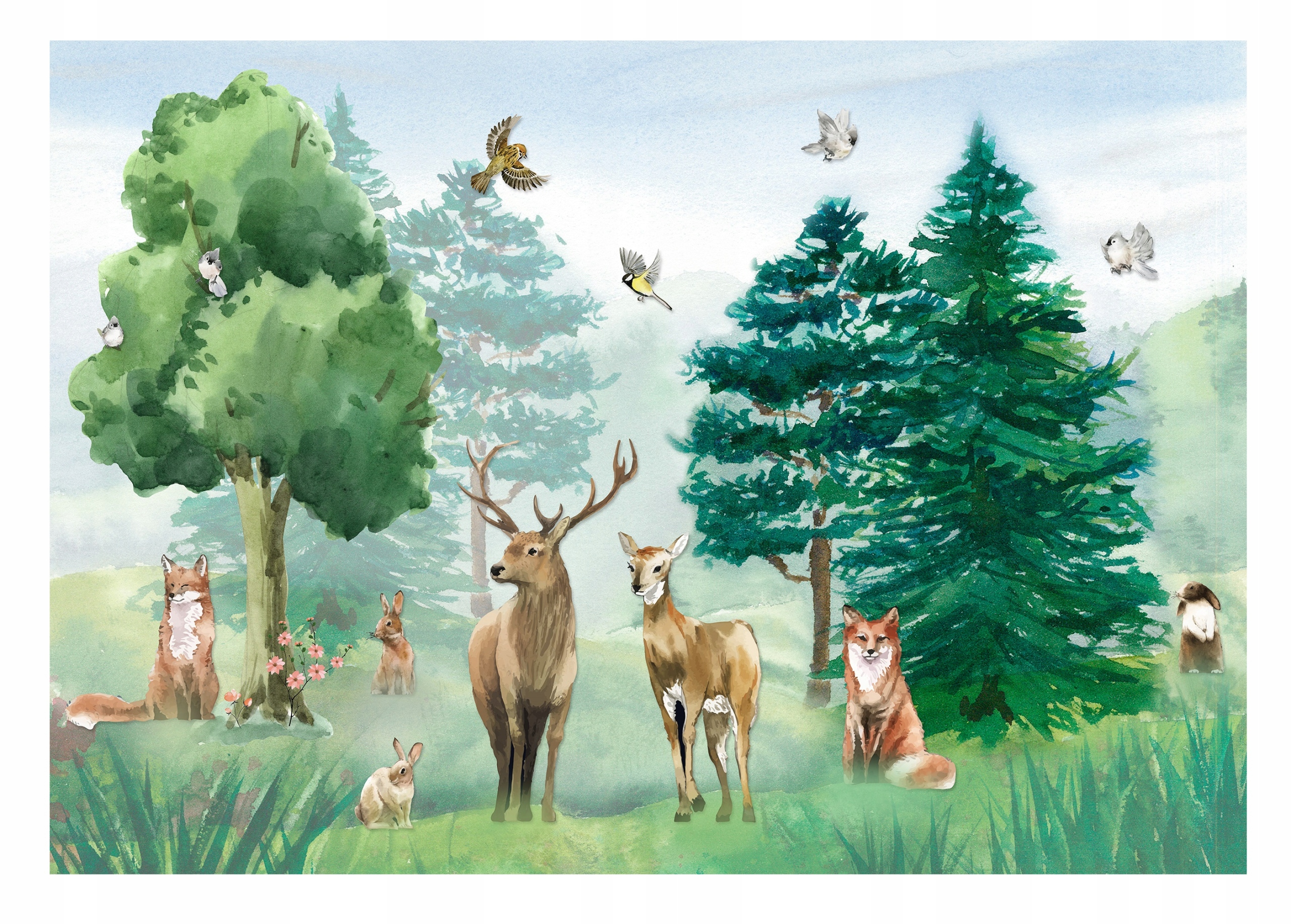 Fototapeta Pro Děti Les Zvířata Stromy 208x146