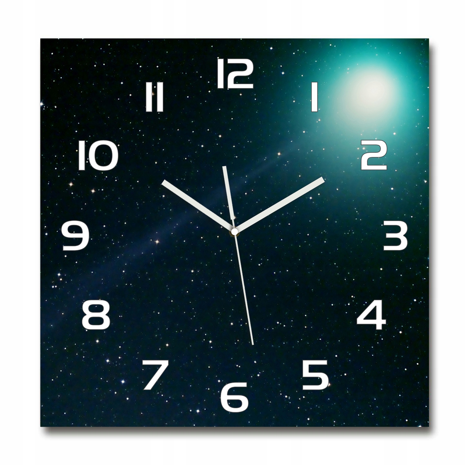 

Duży kwadratowy szklany zegar Galaktyka 60x60 cm