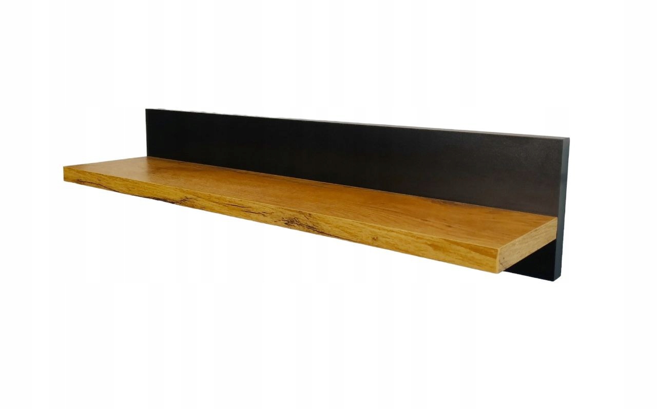 

Półka Wisząca Dąb Z Czarną Listwą Do Salonu 55 cm