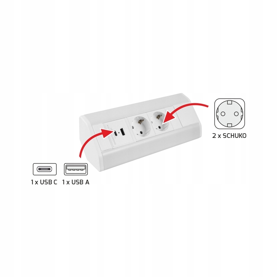 Gniazdo meblowe 2 x 230V 2 x USB Corner Box biały Marka Design Light