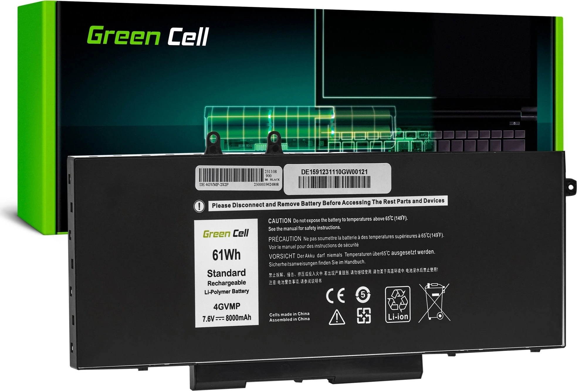 Batéria 4GVMP pre Dell Latitude 5400 5410 5500 5510 Precision 3540 3550