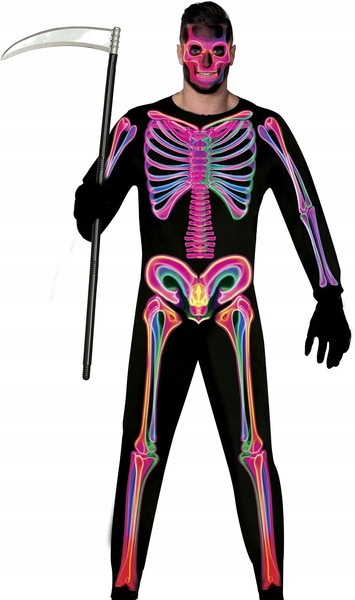 Kostým Kostlivec s neonovým motivem, Karneval halloween, velikost L