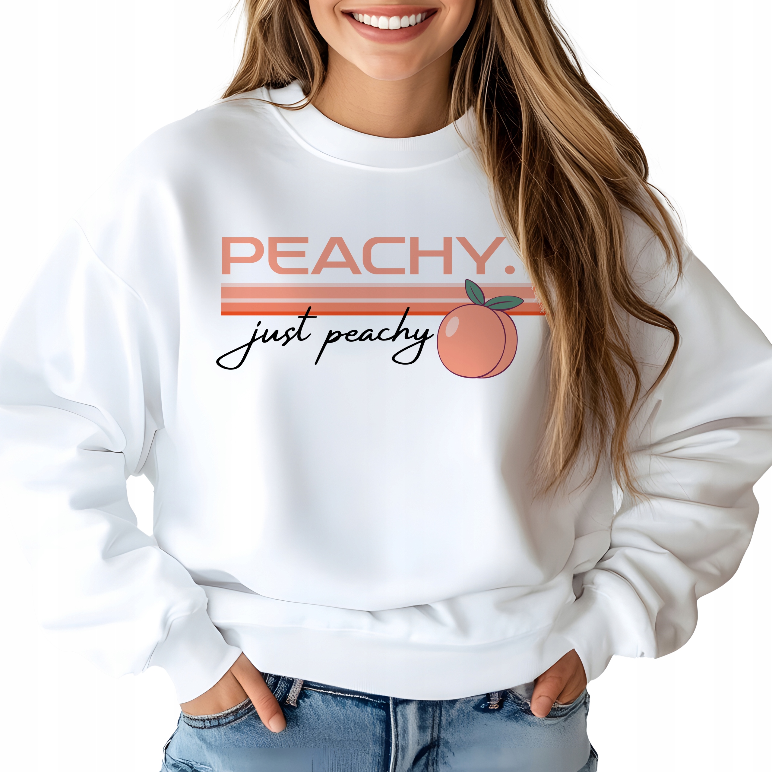 Mikina Dámská Bílá Peachy Just Peachy Broskve Stylové Vzory Velikost M