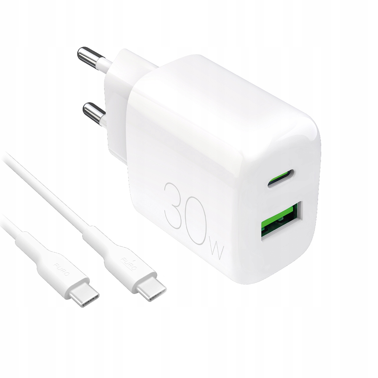 Síťová nabíječka Usb-a Usb-c s kabelem Usb-c 30W 1.2 m bílá
