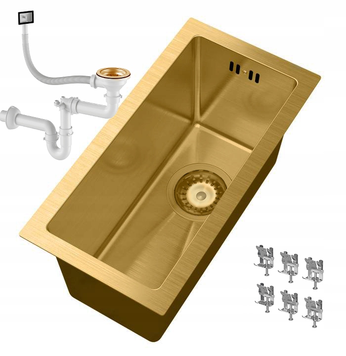 Úzky Oceľový Drez Pod Dosku, Obdĺžnikový, Zlatý BARI22 Slim
