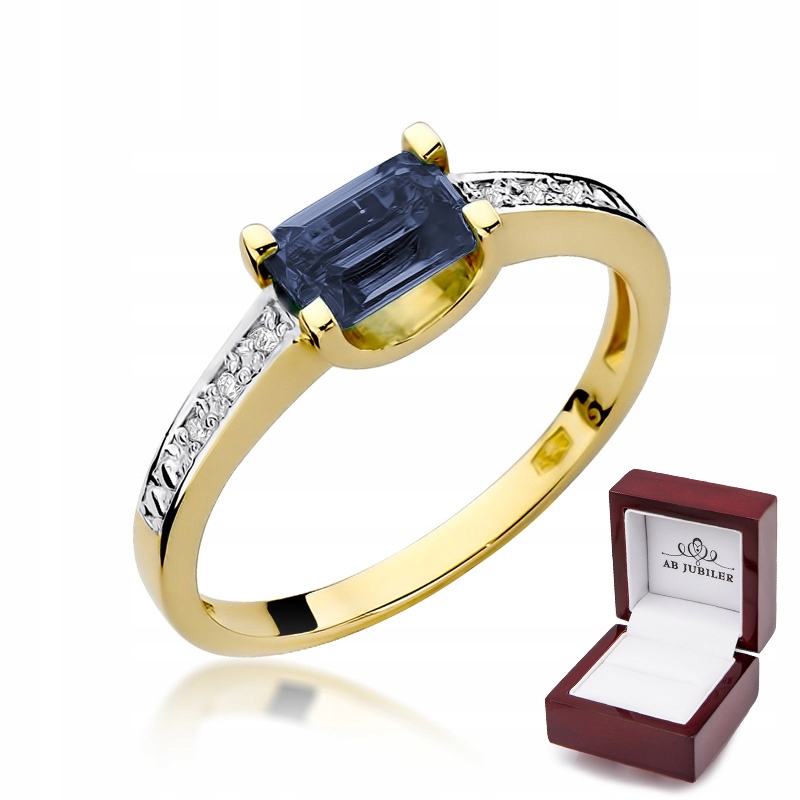 

Pierścionek 585 Szafir Diamenty Idealny na Prezent