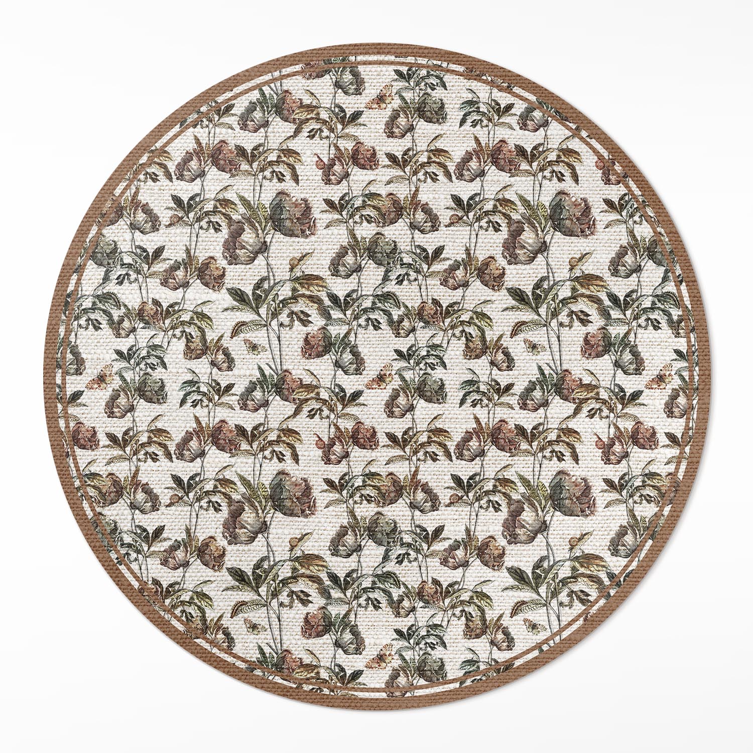 Okrúhly vinylový koberec pod stôl Jemné ozdobné vintage vetvičky ⌀ 140 cm