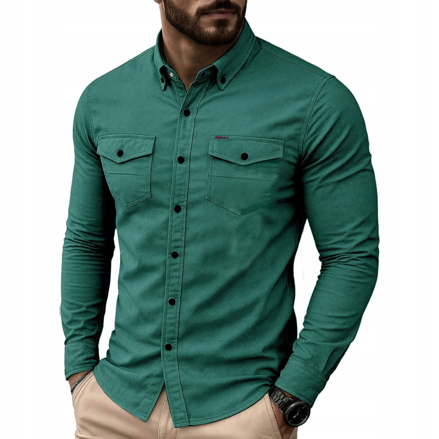 Pánská džínová košile Sportovní kapsy Ležérní každodenní džíny