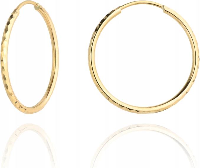 Náušnice zlaté 585 kruhy diamantové elegantní 2,9 Cm jako dárek 14k módní