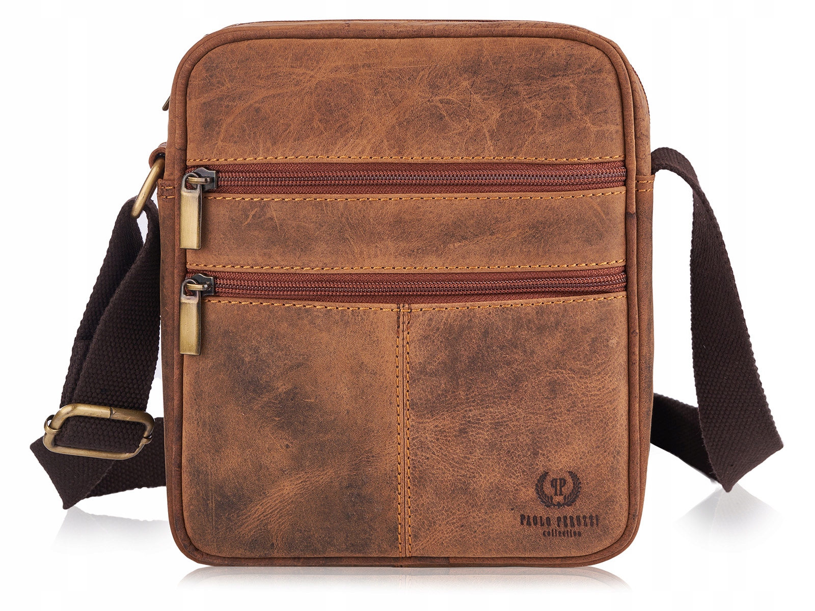 Pánská kožená taška přes rameno pro každodenní nošení, městská přírodní kůže, hnědá