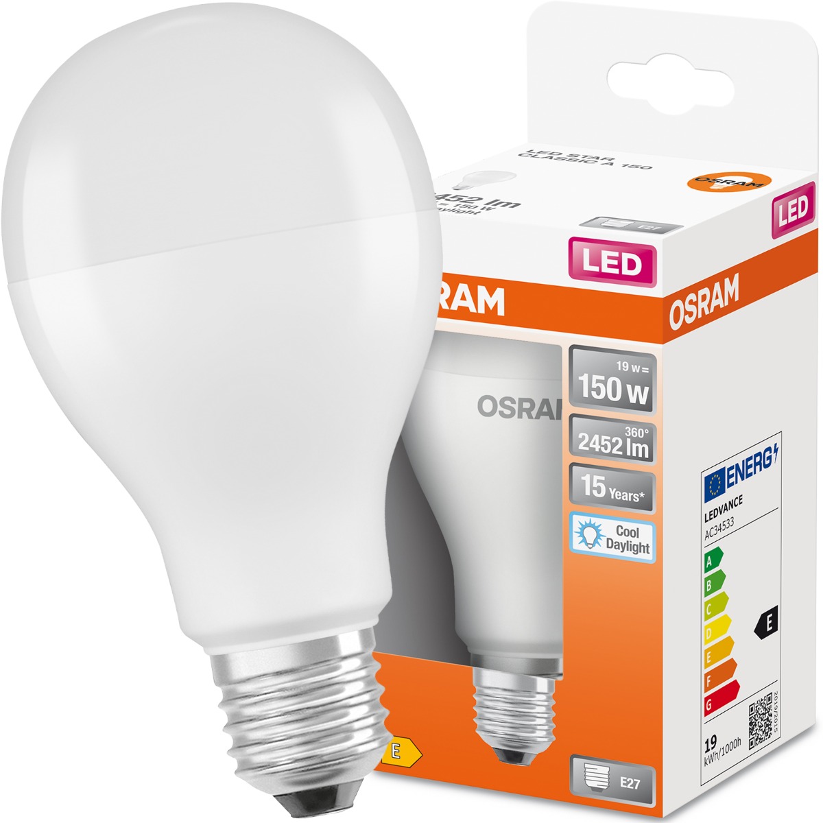 

Żarówka Led E27 A60 19W 150W 2452lm 6500K Osram