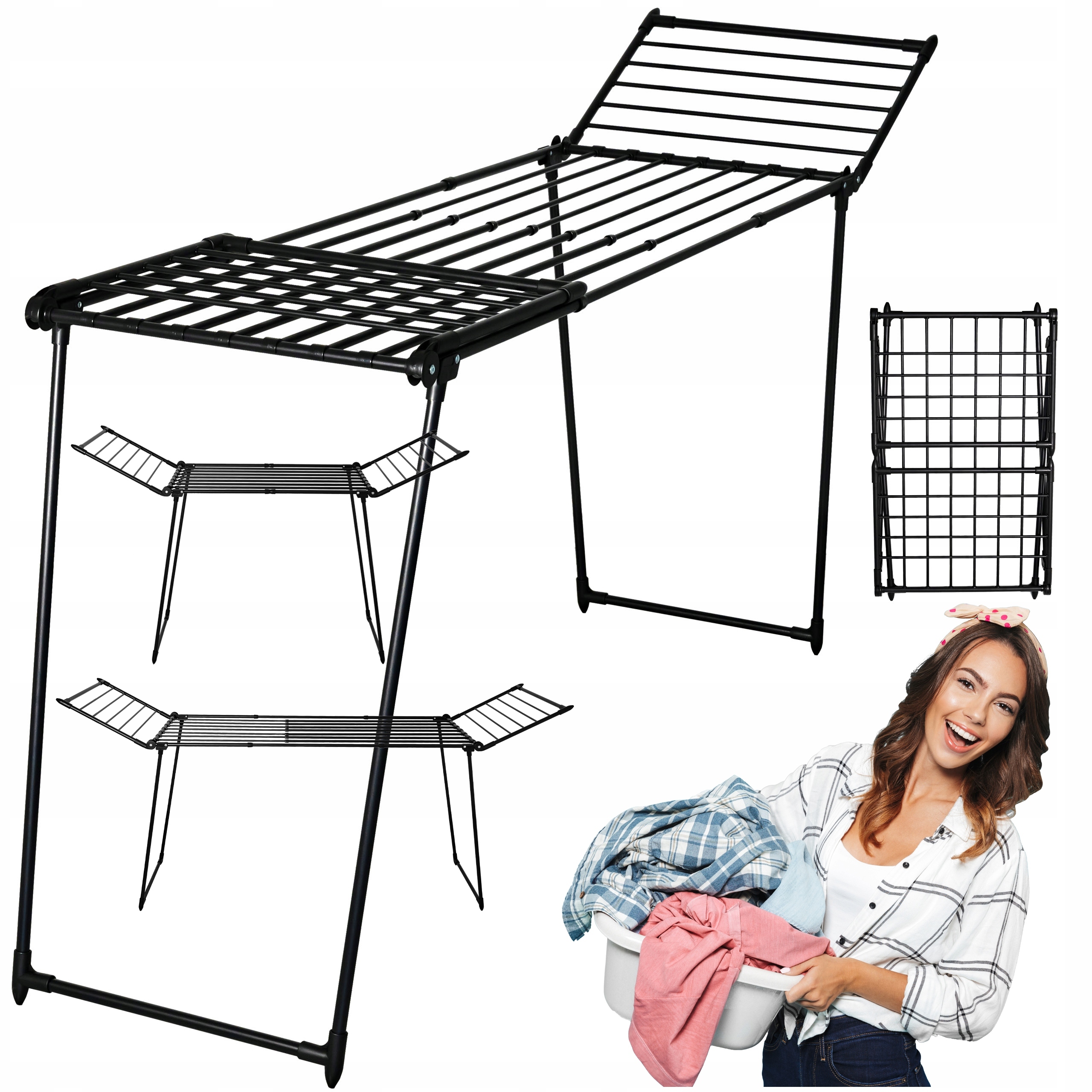 Duża Suszarka Na Pranie Bieliznę Stojąca Teleskopowa Składana Do Ubrań