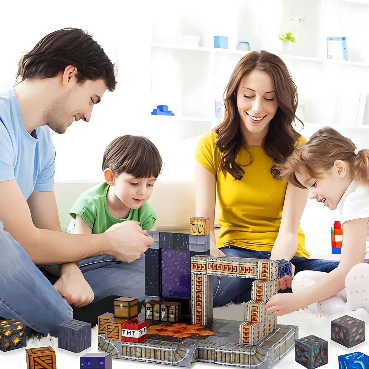 MAGNETINIAI KALADĖLIAI KUBŲ FORMOS KALADĖLIAI 184 KALADĖLIAI + 2 ŽMONĖS PIKSELINIŲ KALADĖLIŲ Šriftų rinkinys