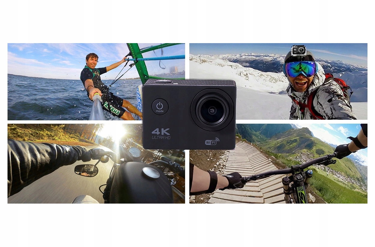 KAMERA KAMERKA DO SPORTÓW EKSTREMALNYCH + SZELKI Kolor czarny