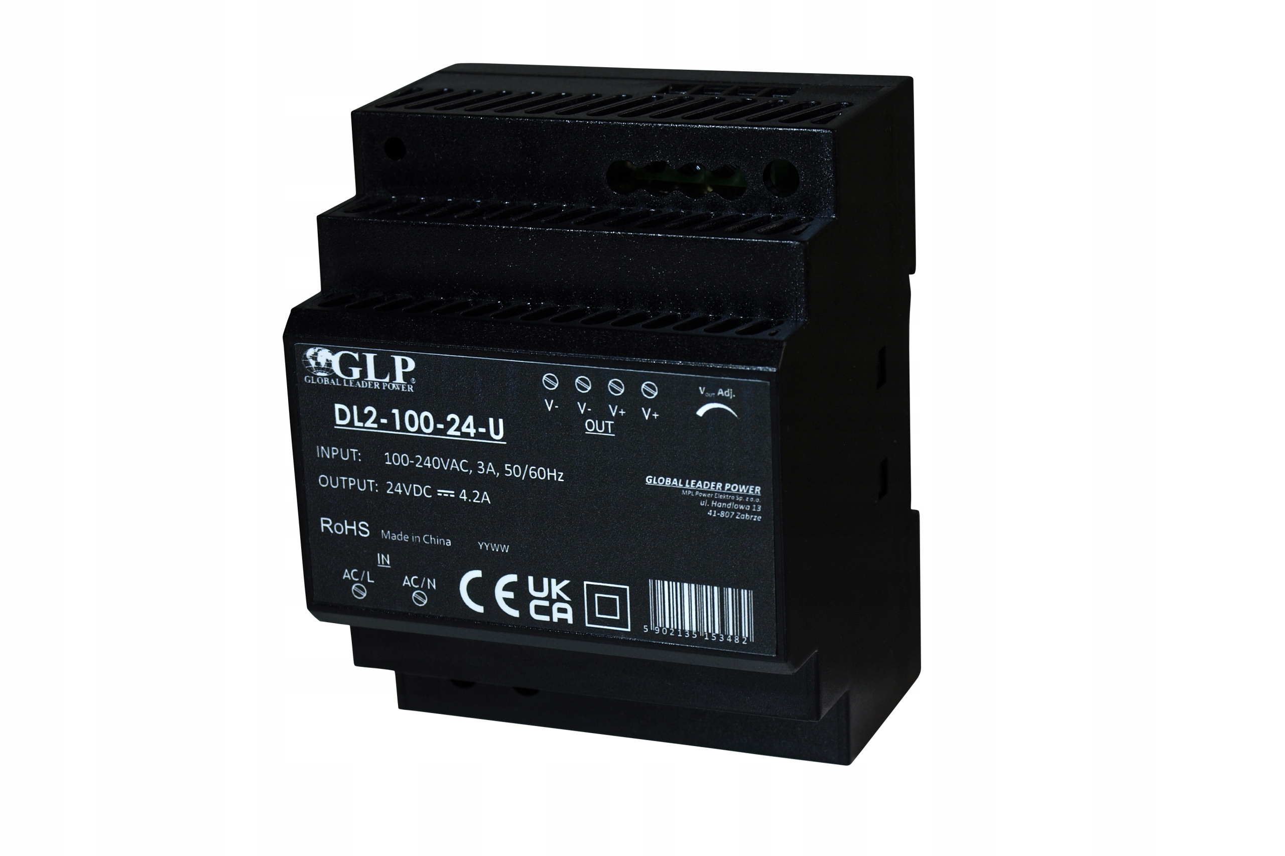 DL2-100-24-U, Napájecí zdroj, Napájecí zdroje GLP/DL2, Glp: 24V/4.2A/100.8W Din Rail...