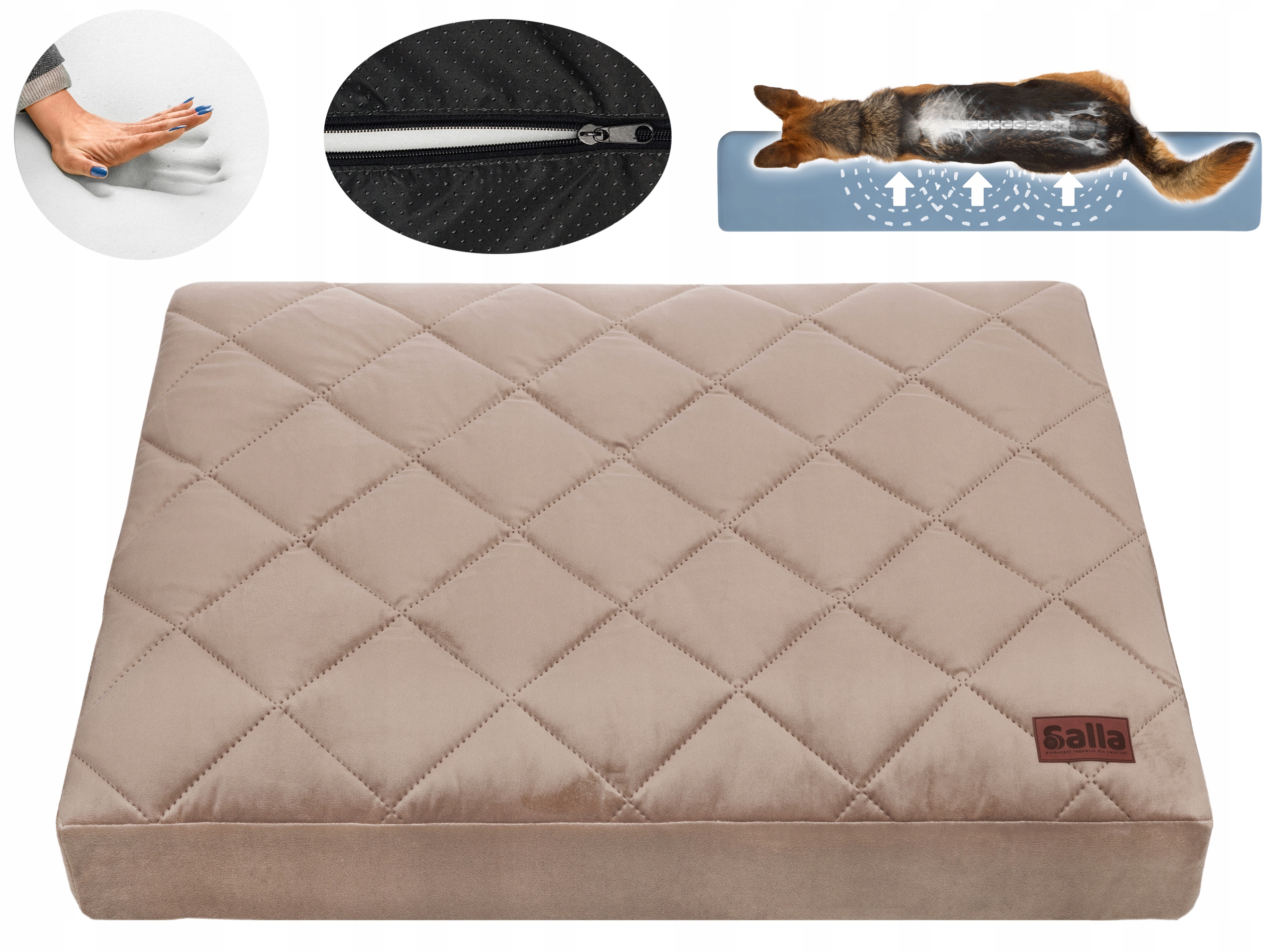 Levně Pelíšek pro psa Velurové pěnová matrace se zámkem 100x70