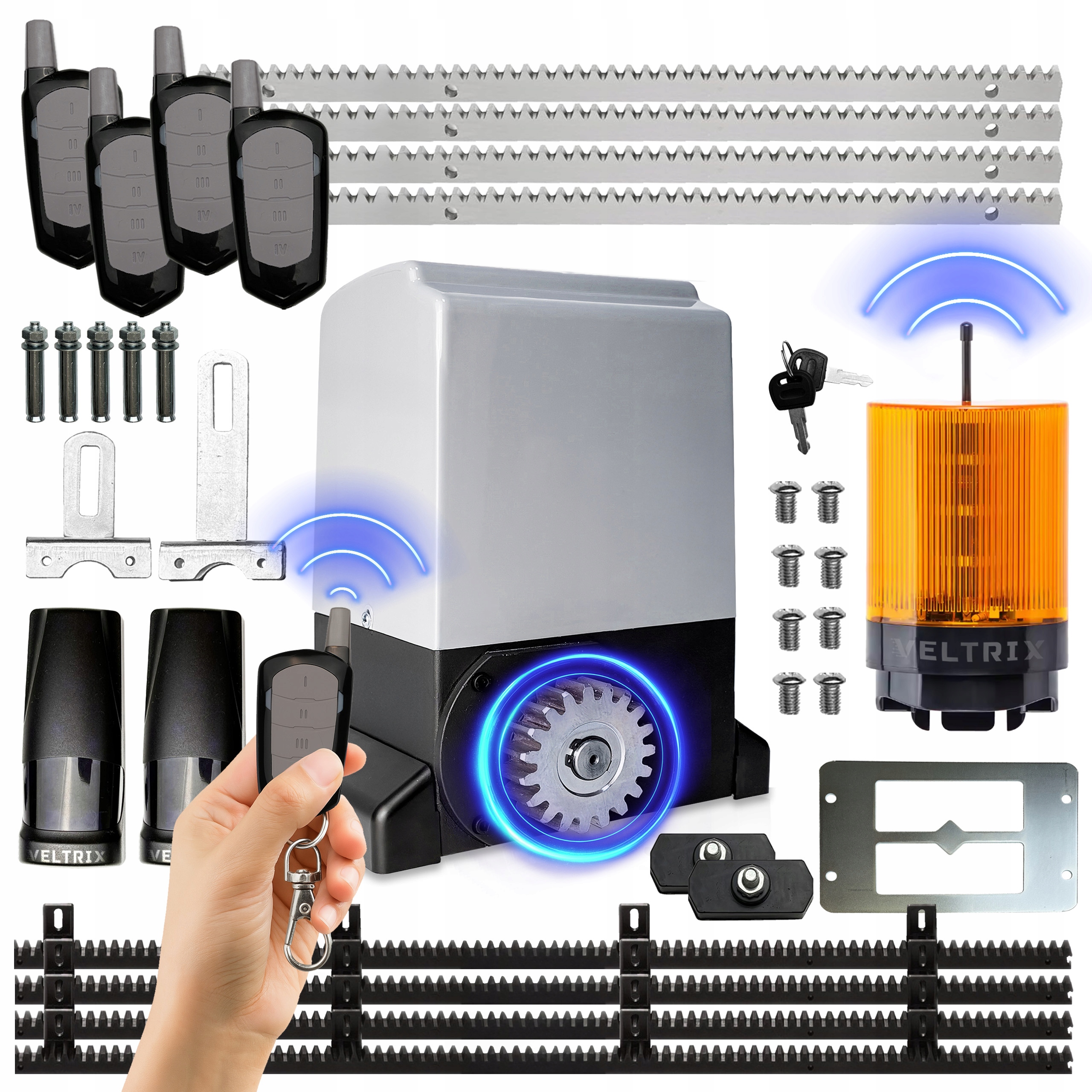 Комплект привода раздвижных ворот 800 кг 4 пульта дистанционного управления светодиодная лампа