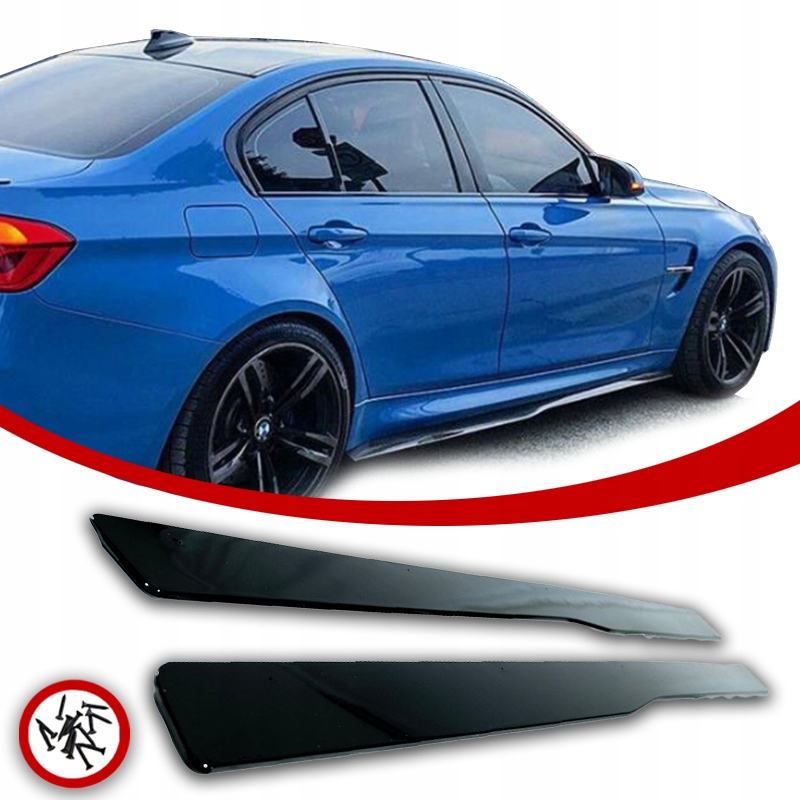 Bmw F30 M3 F80 F82 Boční Kryty Prahů Splittery Černý Lesk