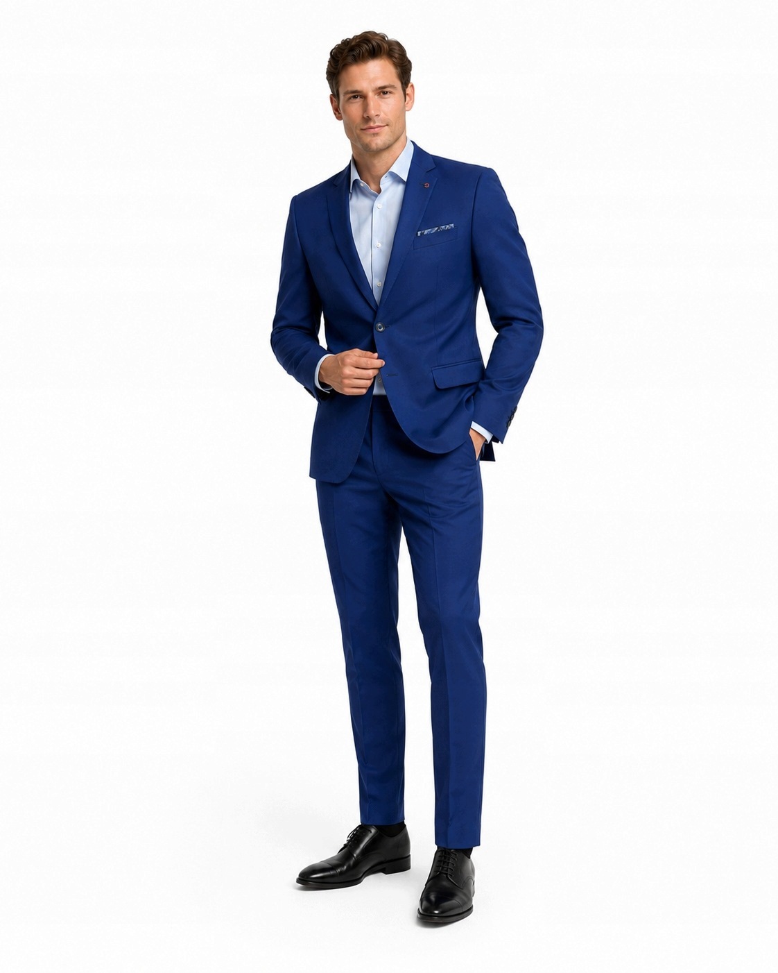 Pánský Elegantní Modrý Slim Fit Oblek 46/170