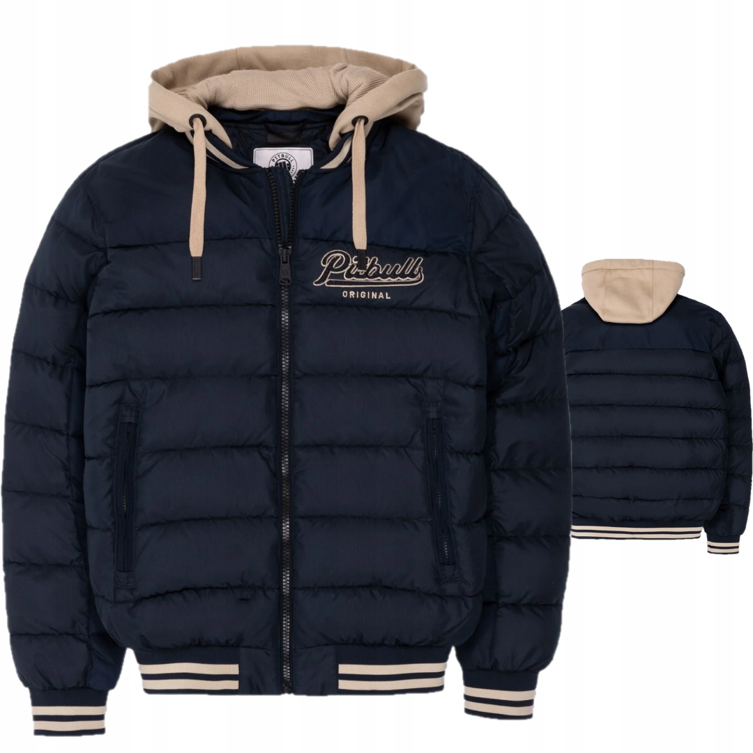 Pitbull Pánská Zimní Bunda S Kapucí Zateplená Hidden Tmavě Modrá S.