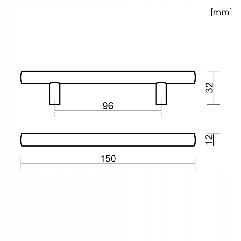 UCHWYT MEBLOWY CZARNY RELING UCHWYT DO MEBLI UCHWYT DO SZAFKI SZUFLADY 96MM Wysokość produktu 3.2 cm