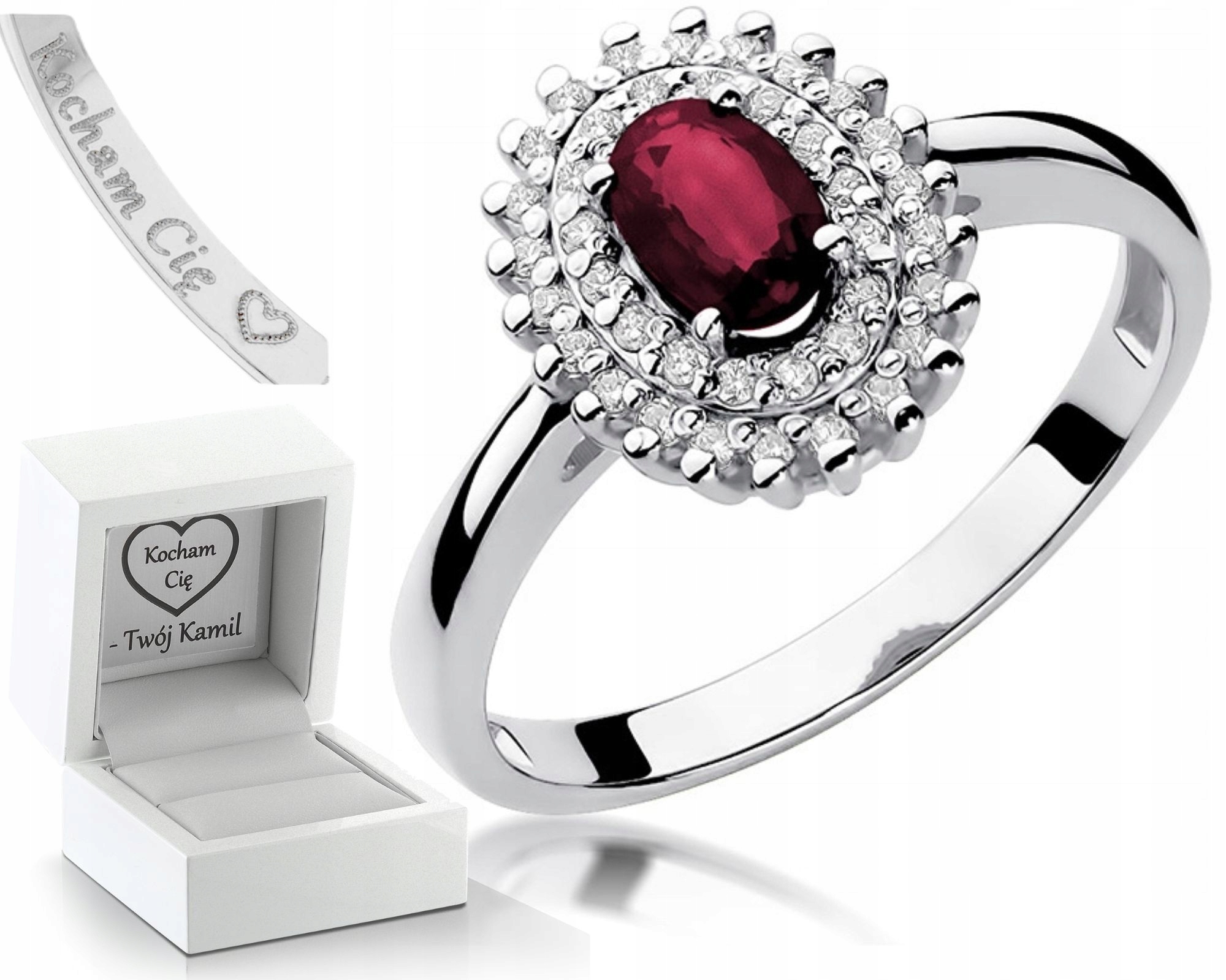 Prstýnek Rubín Brilianty 0,585 Gravírování Bonus