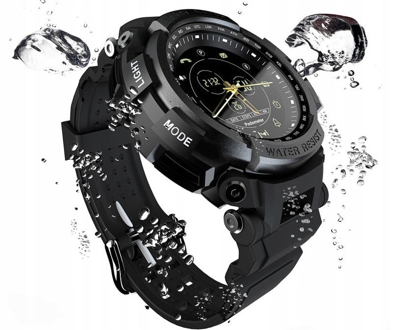 LOKMAT MK28 IP67 SMARTWATCH HYBRYDA KROKI Kolor czarny