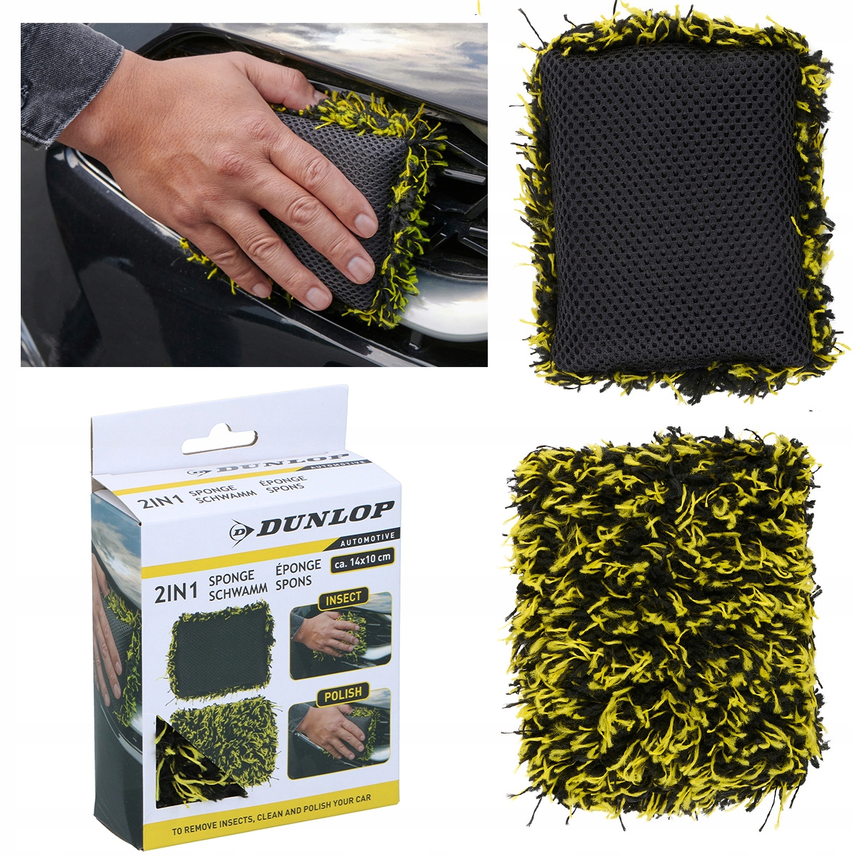 Dunlop Gąbka 2w1 do usuwania owadów oraz czyszczenia polerowania samochodu